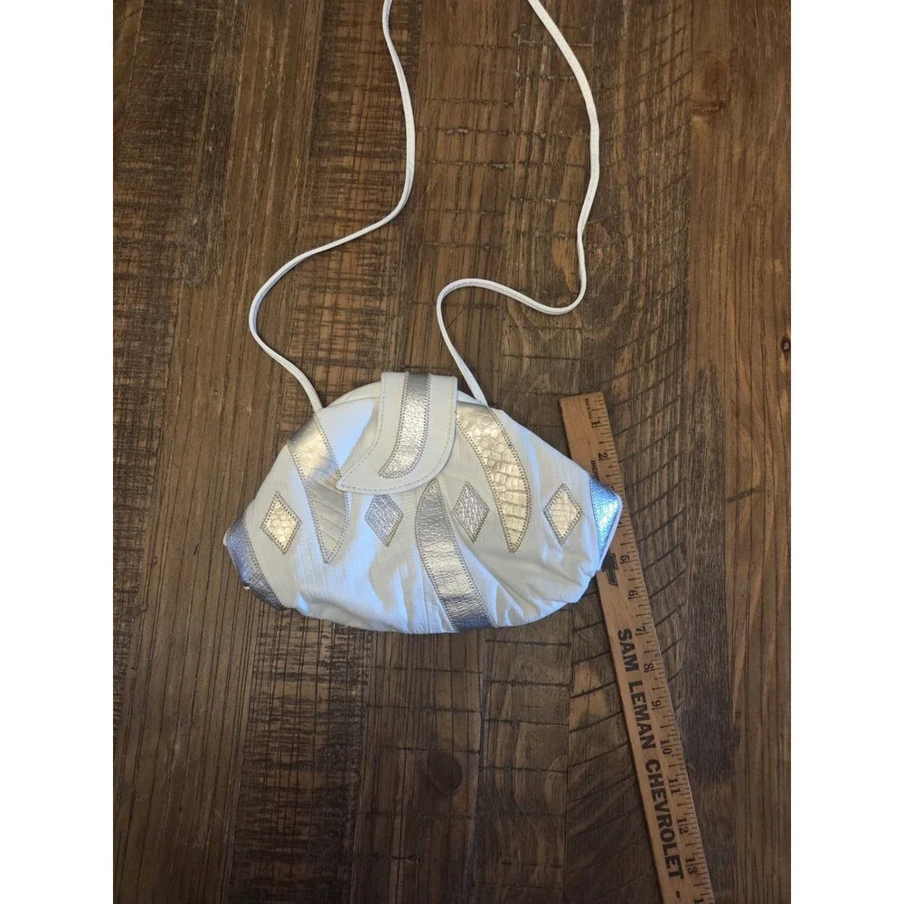 Vintage Disco Cream Metallic Handbag Pinky Brand Leather Made in USA 80s 70s